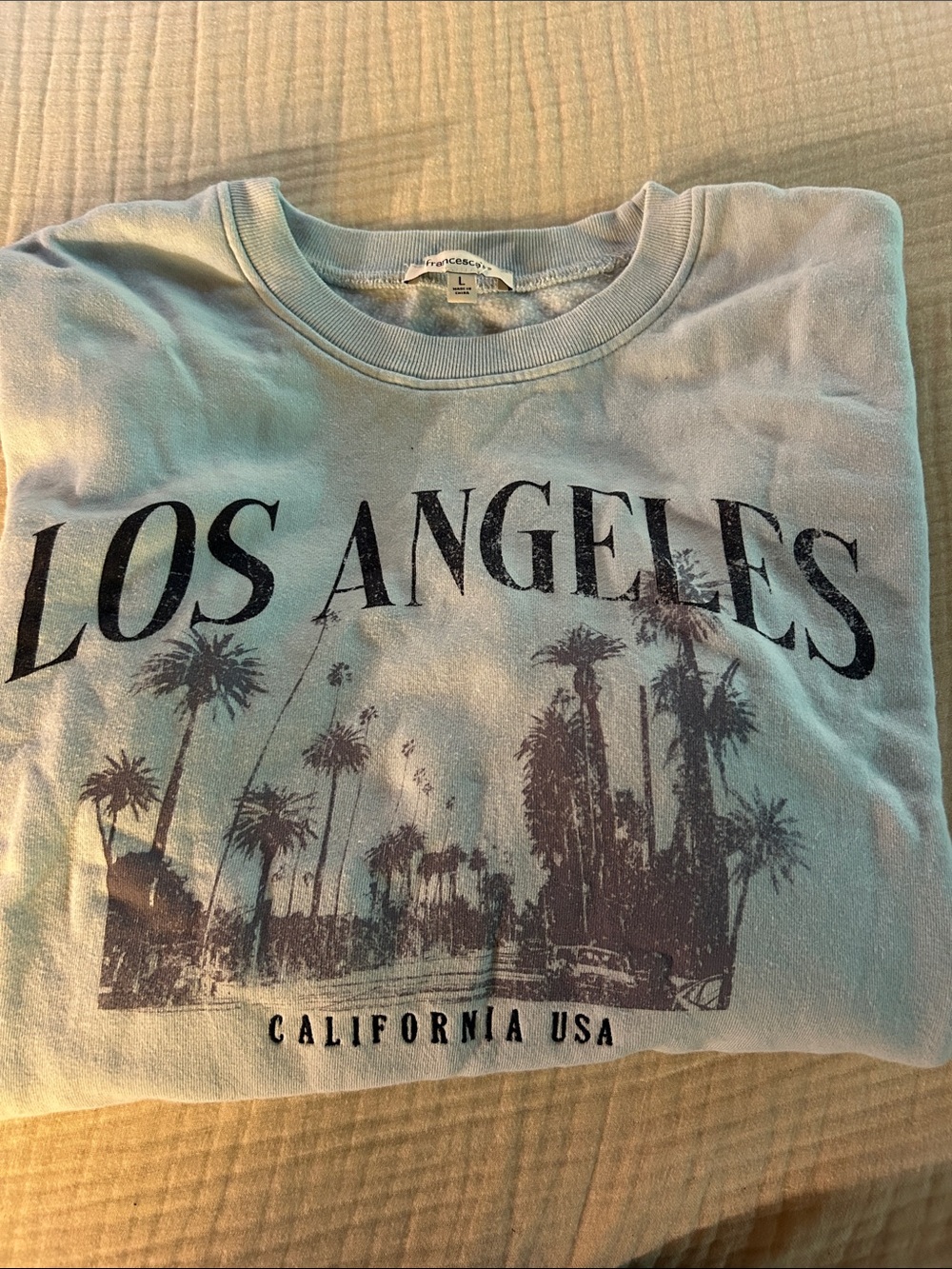 Francesca’s Los Angeles Graphic Crewneck Sweatshirt - Light Blue